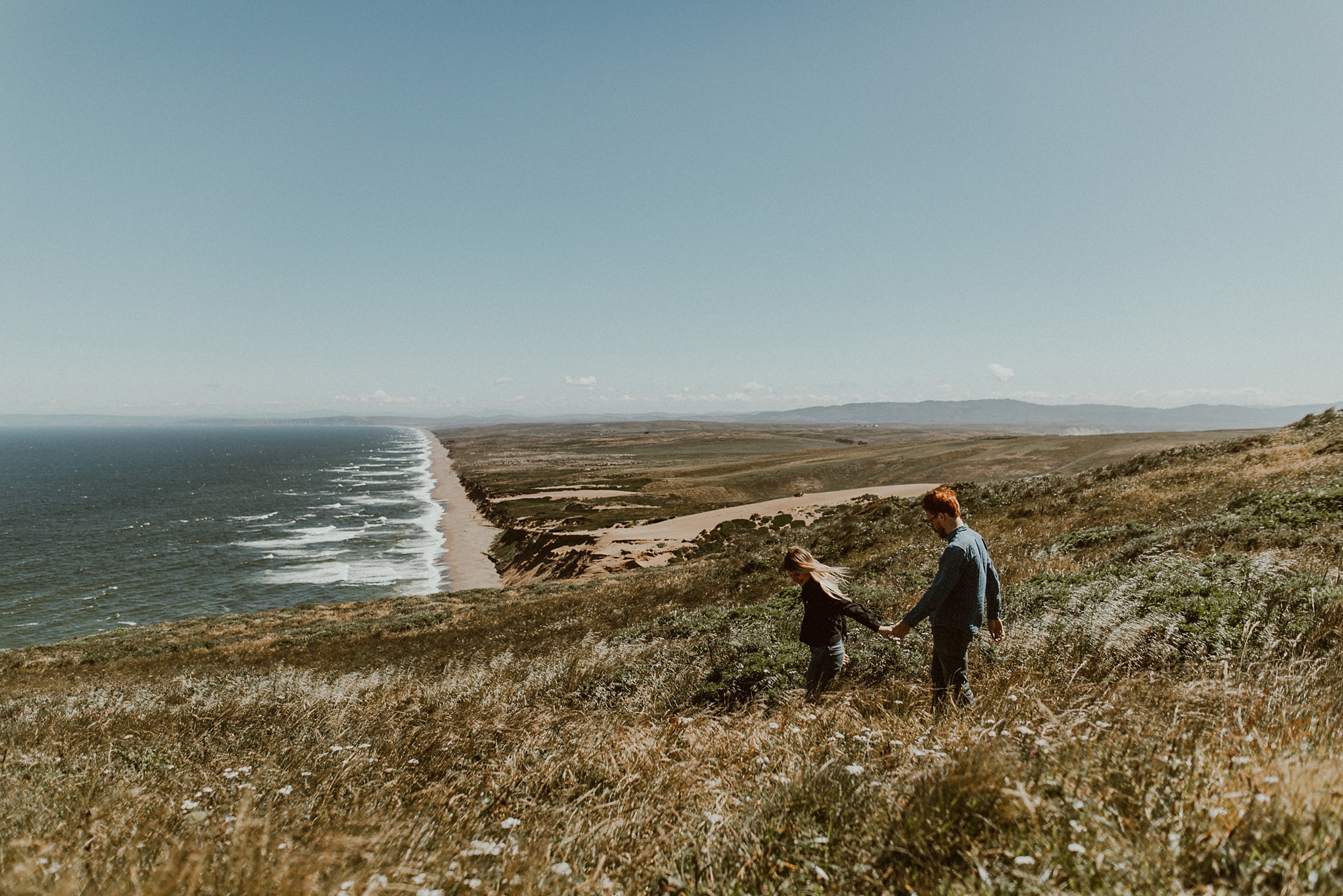 sunny morning engagement photos on nor cal bluffs