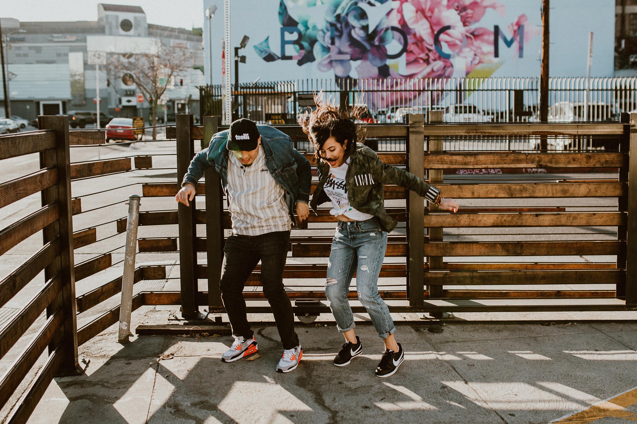 Los Angeles Engagement Session Bloom Mural in LA Art's District Los Angeles Engagement Session Bloom Mural in LA Art's District