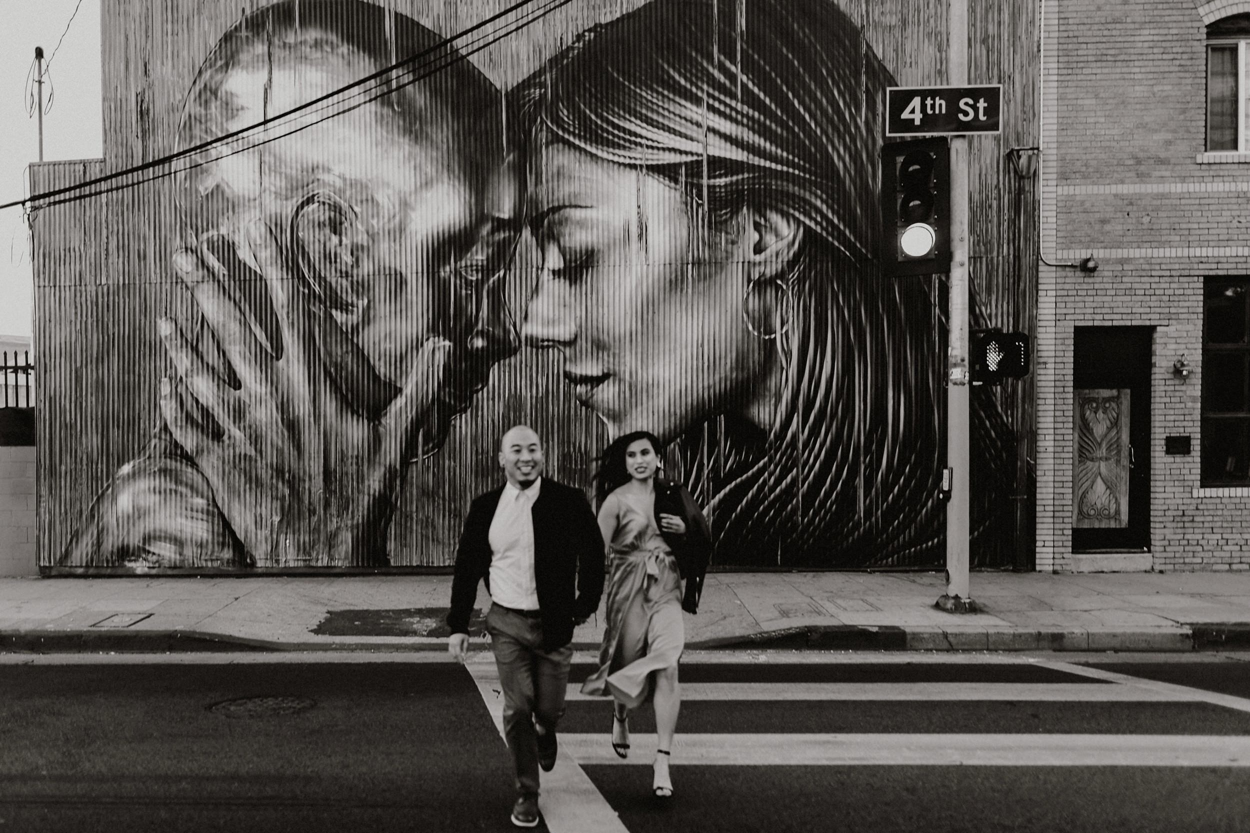 Los Angeles Engagement Session in LA Art's District Photos mural Los Angeles Engagement Session in LA Art's District Photos mural