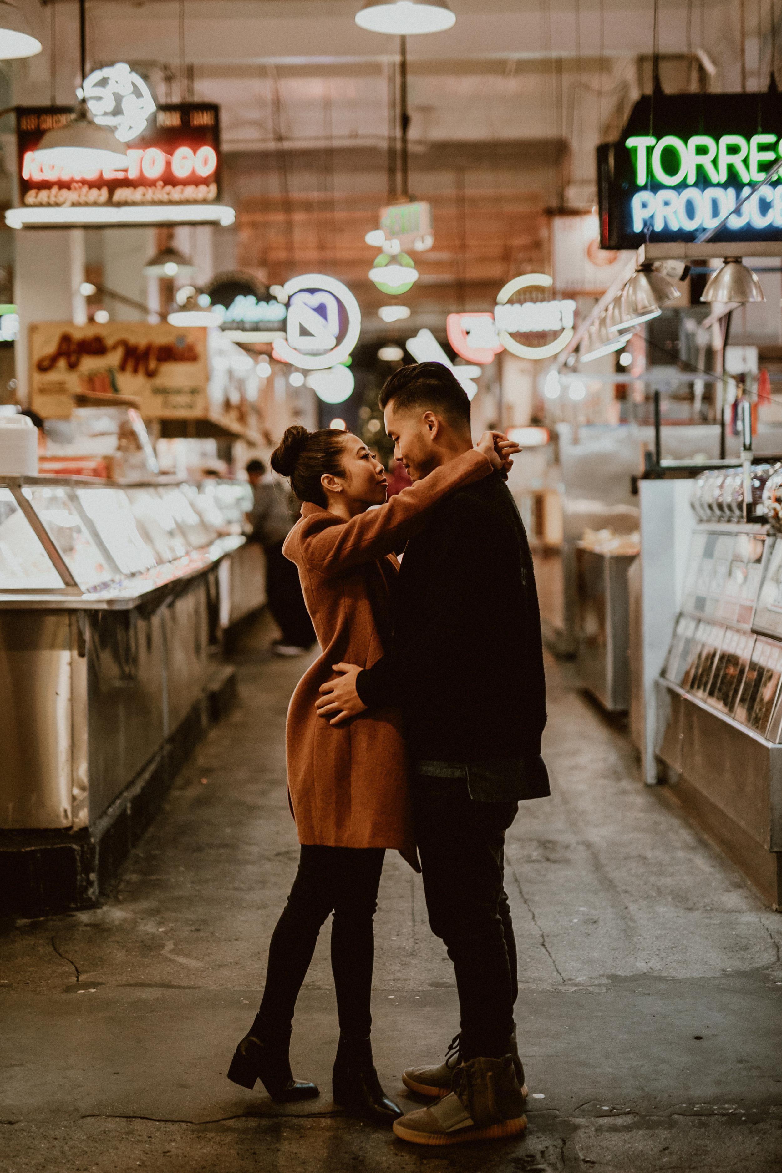 Downtown LA Engagement Photos at Grand Central Market
