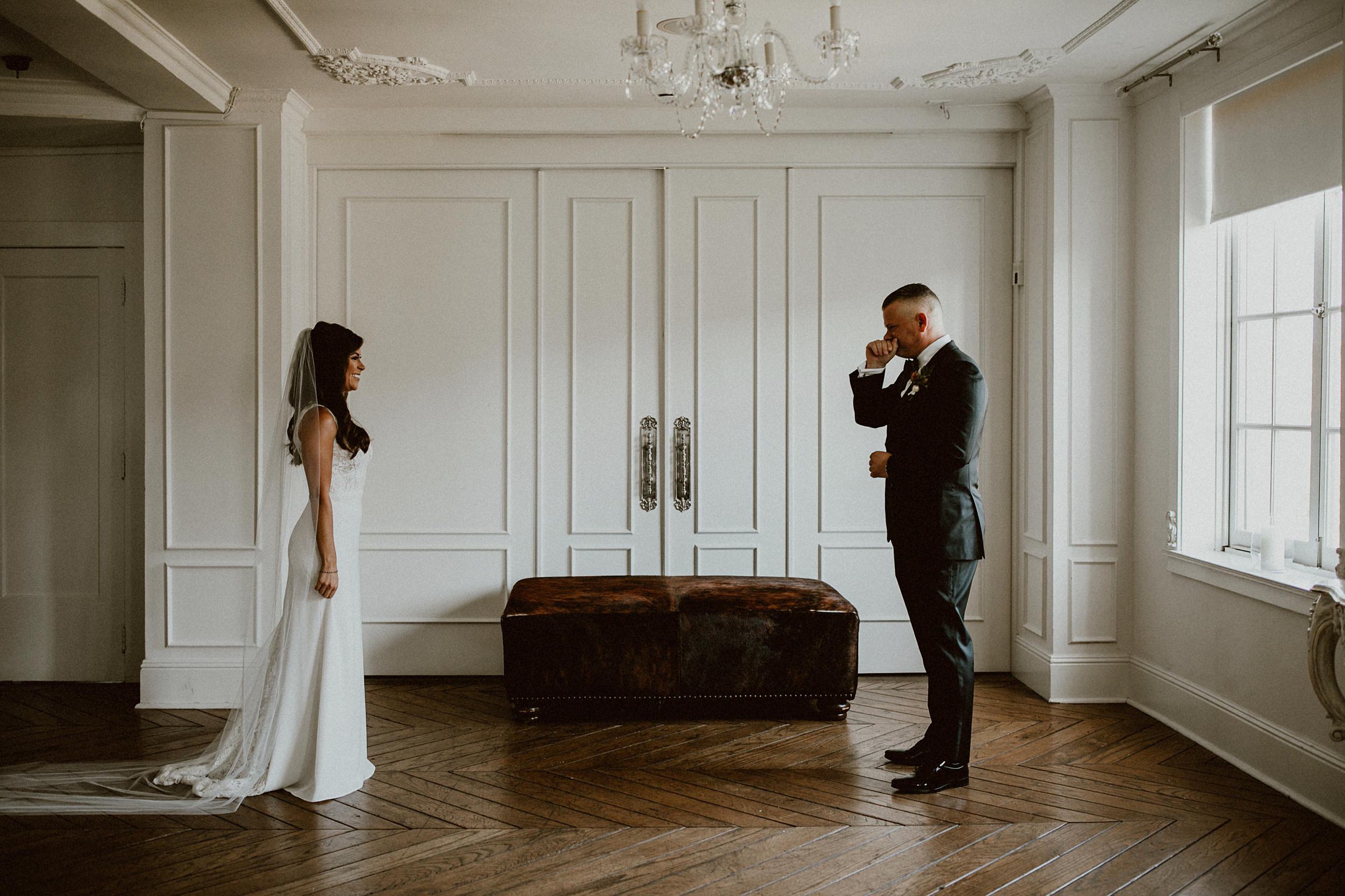 Intimate Wedding at the Culver Hotel First Look Intimate Wedding at the Culver Hotel First Look