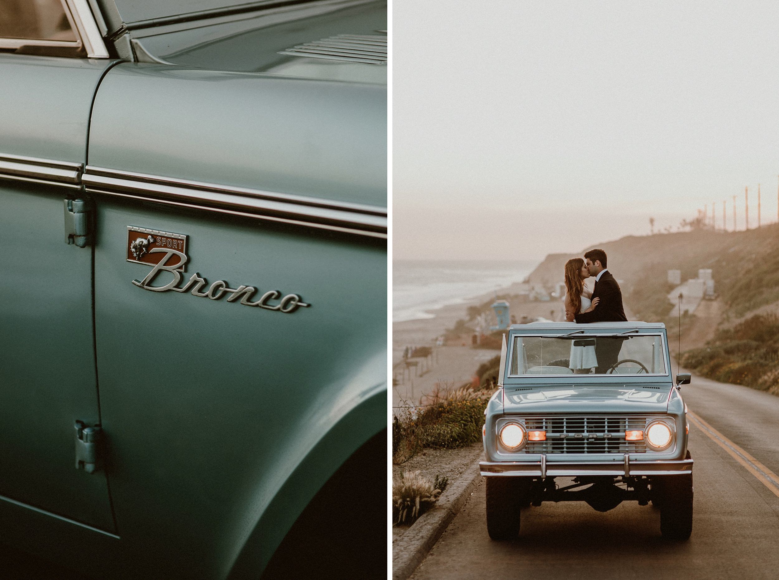 Beach Bluff Elopement in Malibu with Old Bronco Beach Bluff Elopement in Malibu with Old Bronco