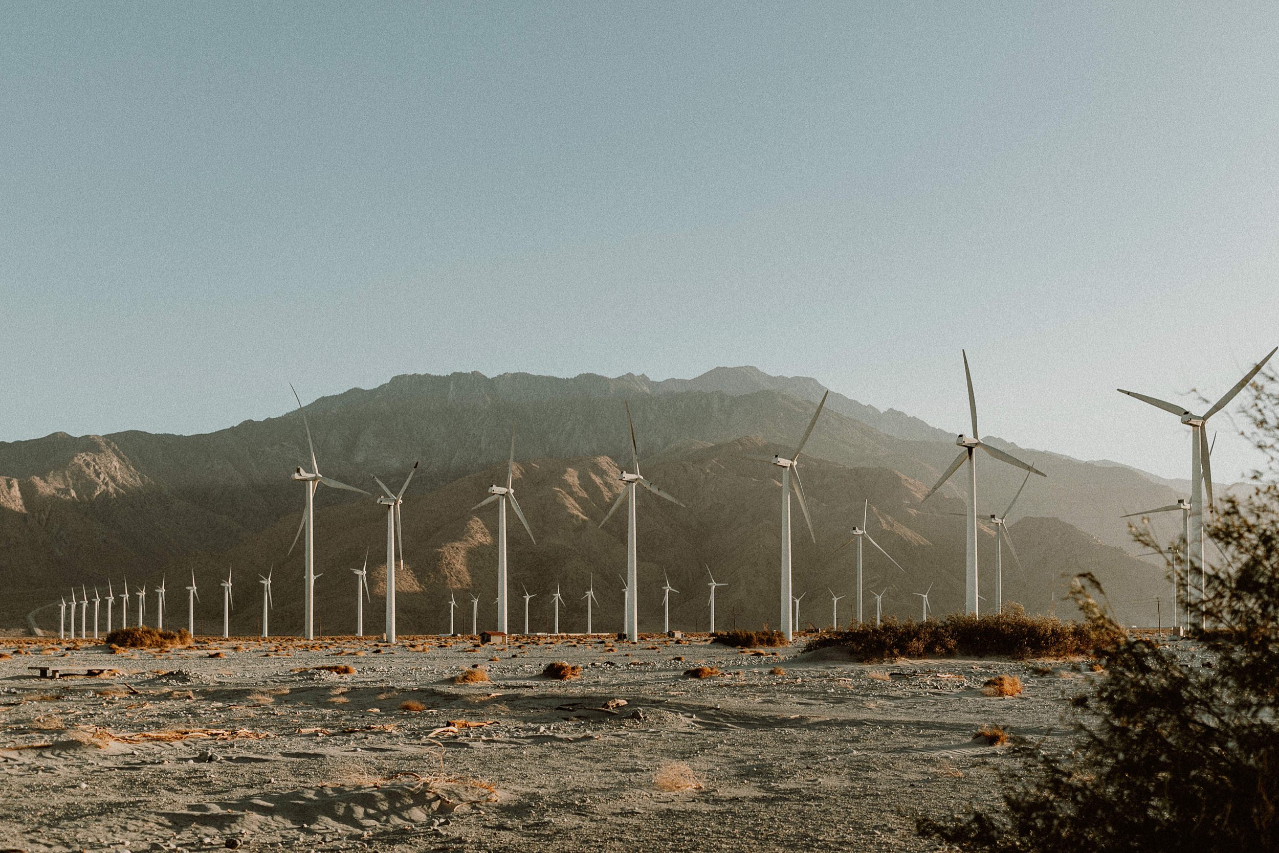 Palm Springs Desert Windmill Engagement Photos