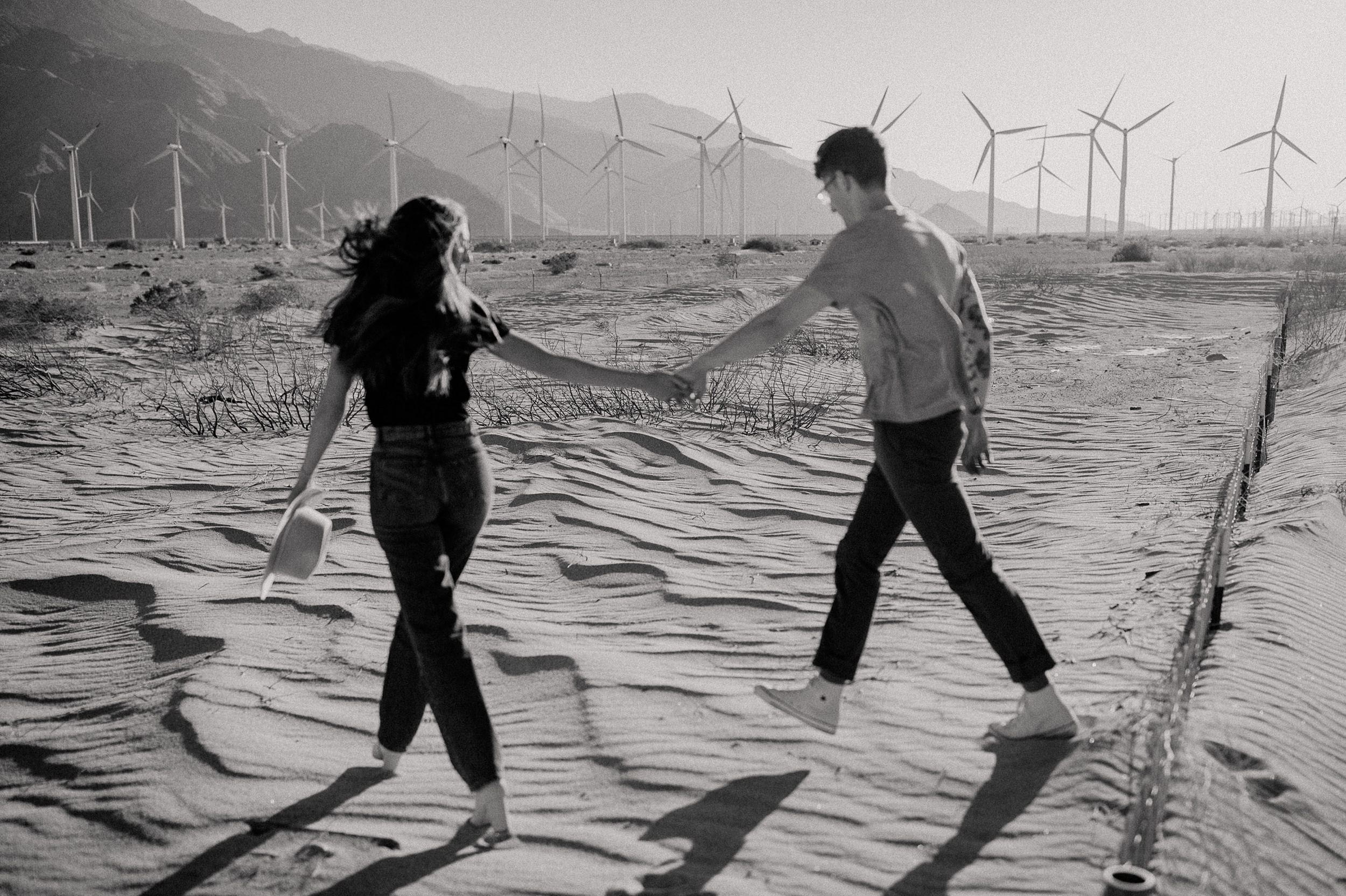 Palm Springs Desert Windmill Engagement Photos