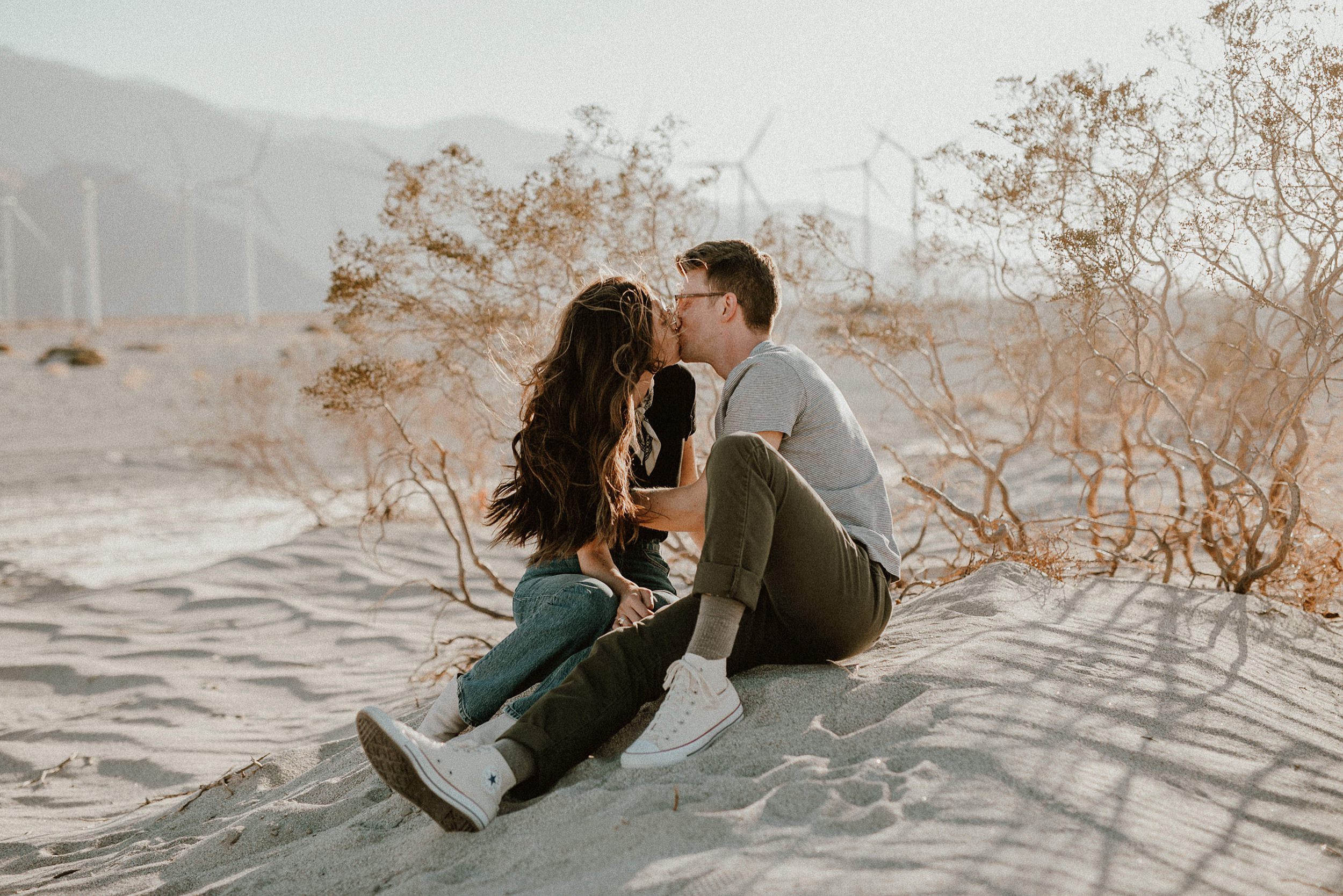 Palm Springs Desert Windmill Engagement Photos