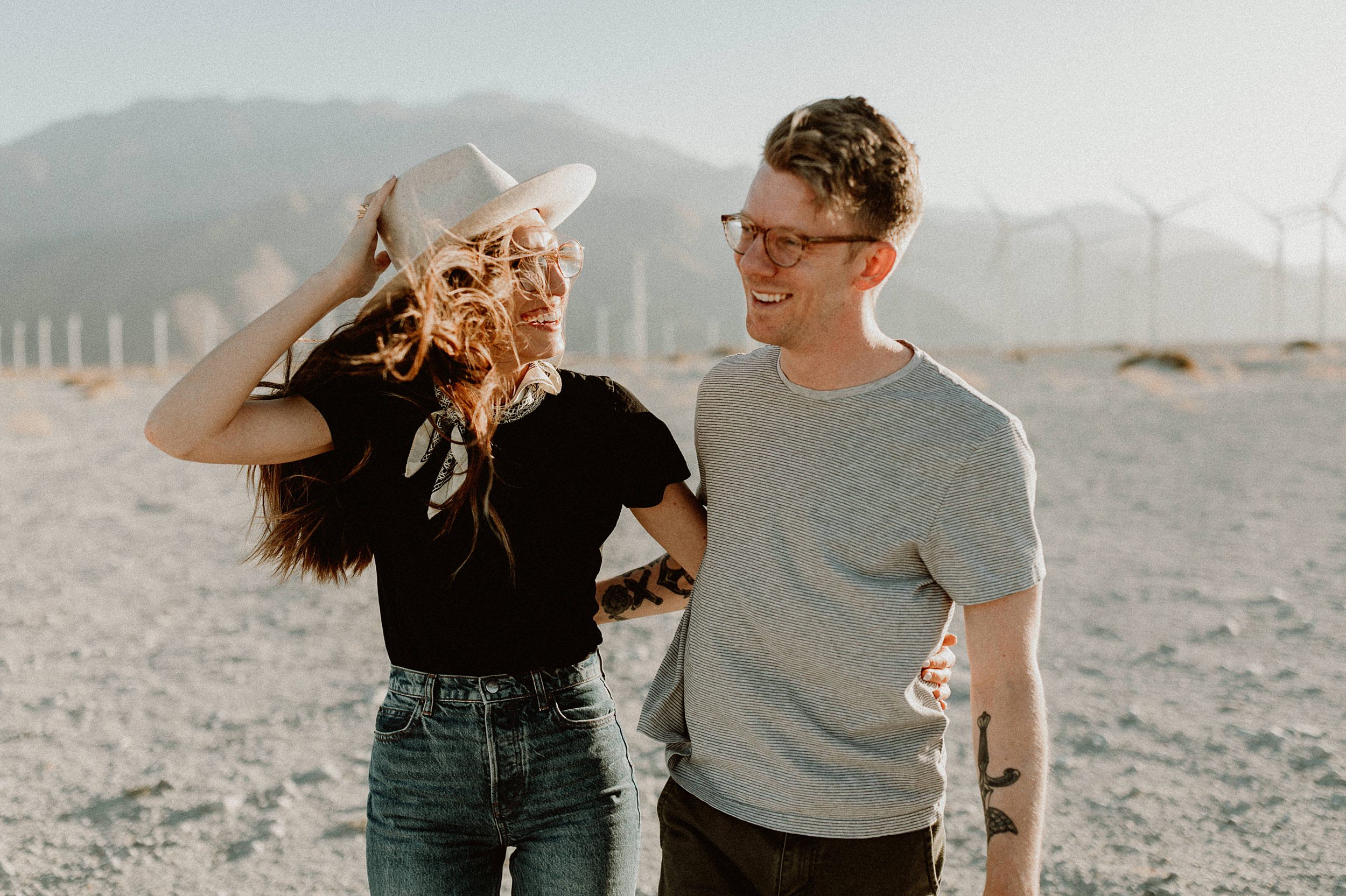 Palm Springs Desert Windmill Engagement Photos