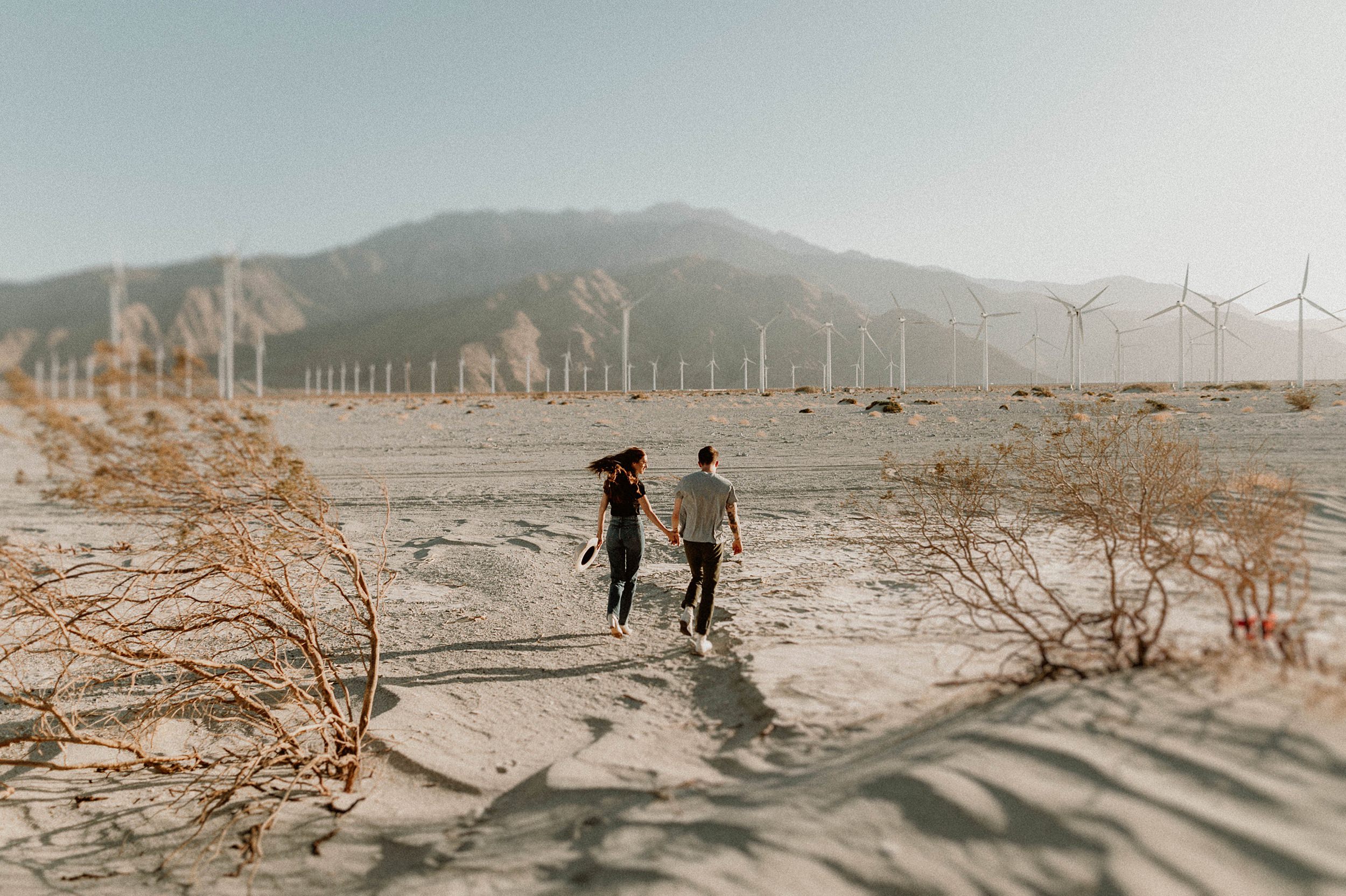 Palm Springs Desert Windmill Engagement Photos