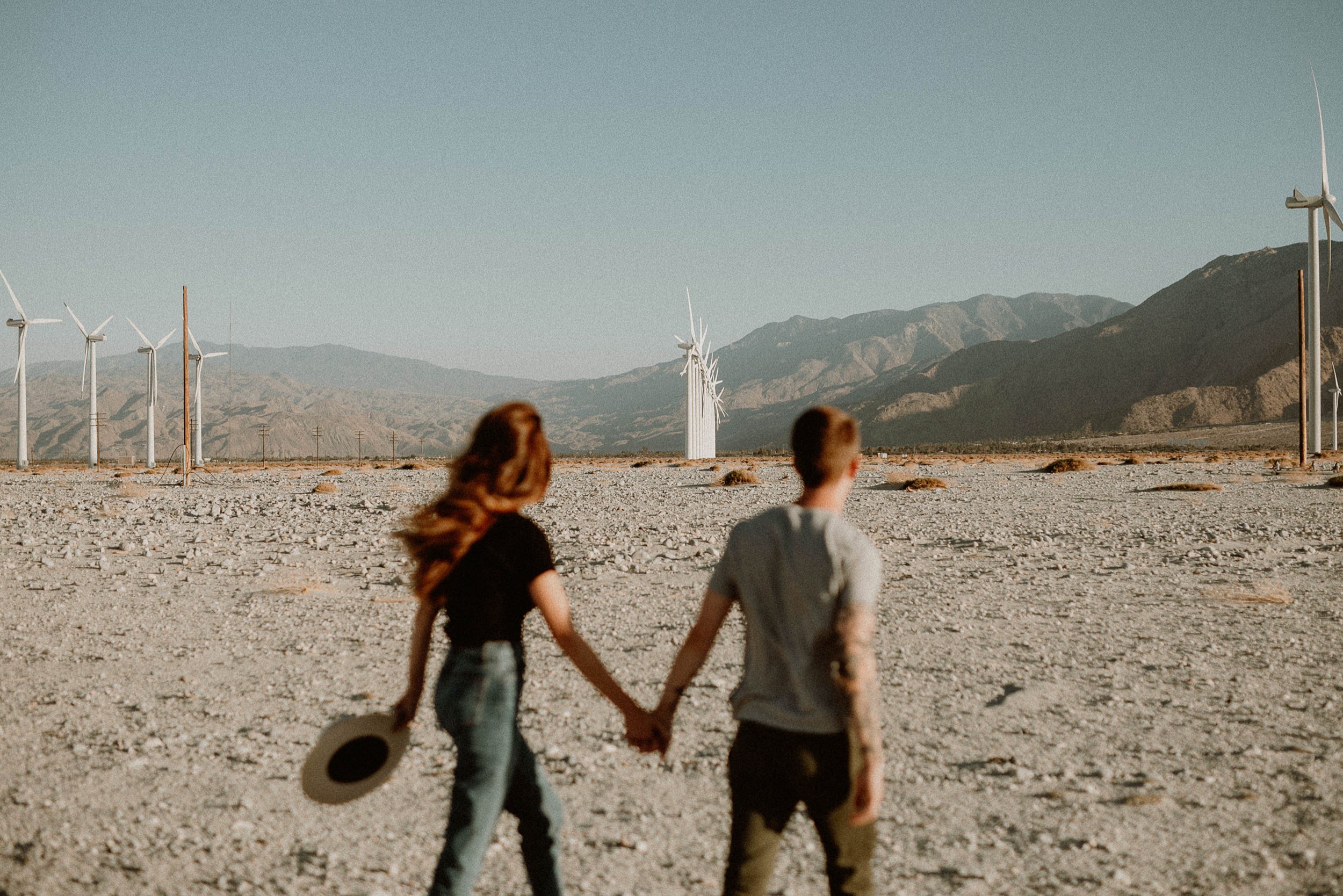 Palm Springs Desert Windmill Engagement Photos
