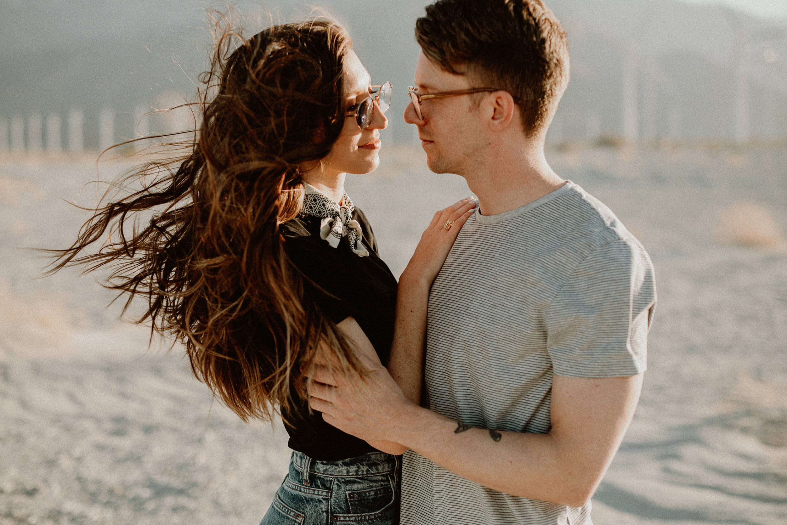 Palm Springs Desert Windmill Engagement Photos