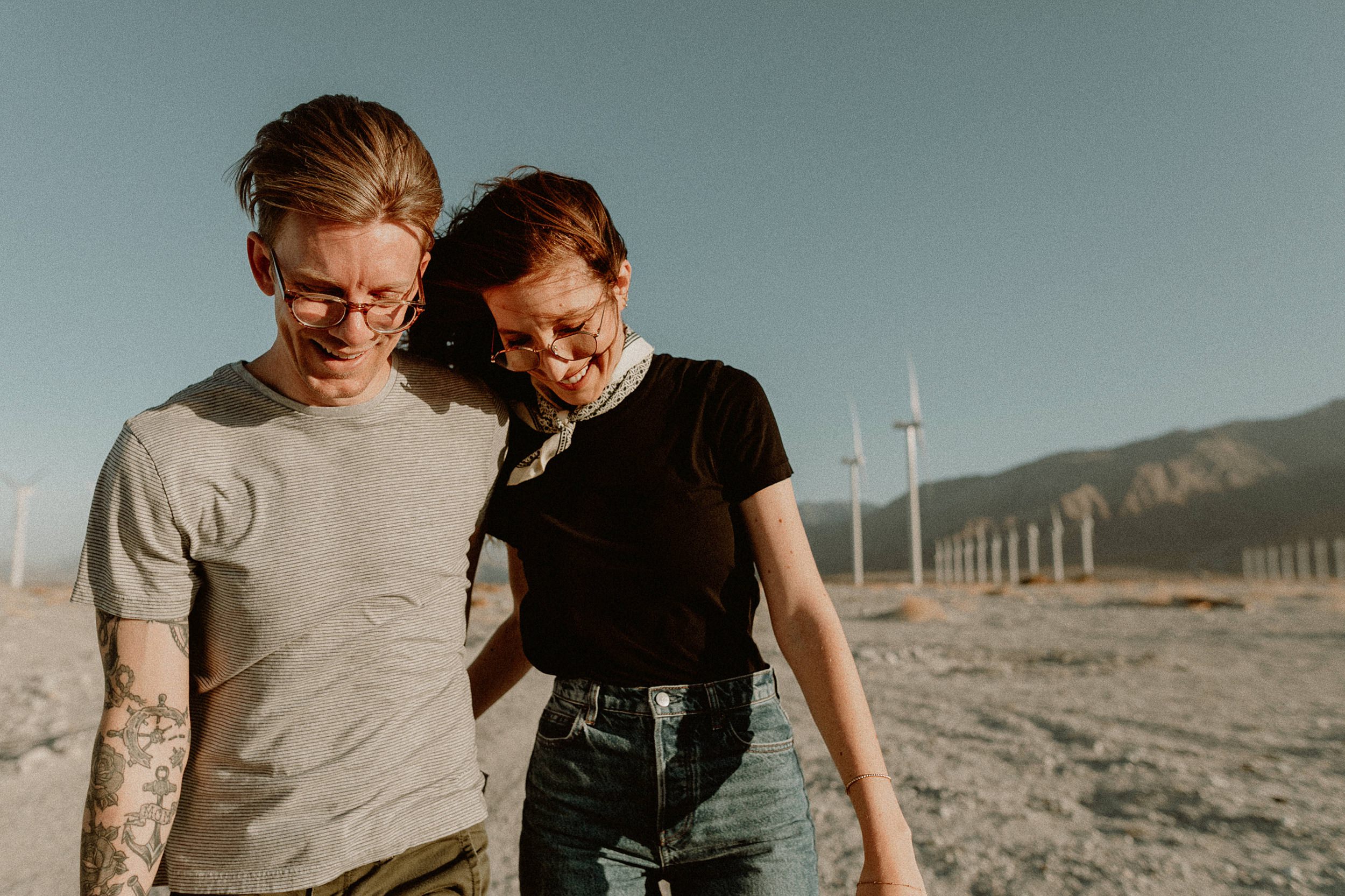 Palm Springs Desert Windmill Engagement Photos