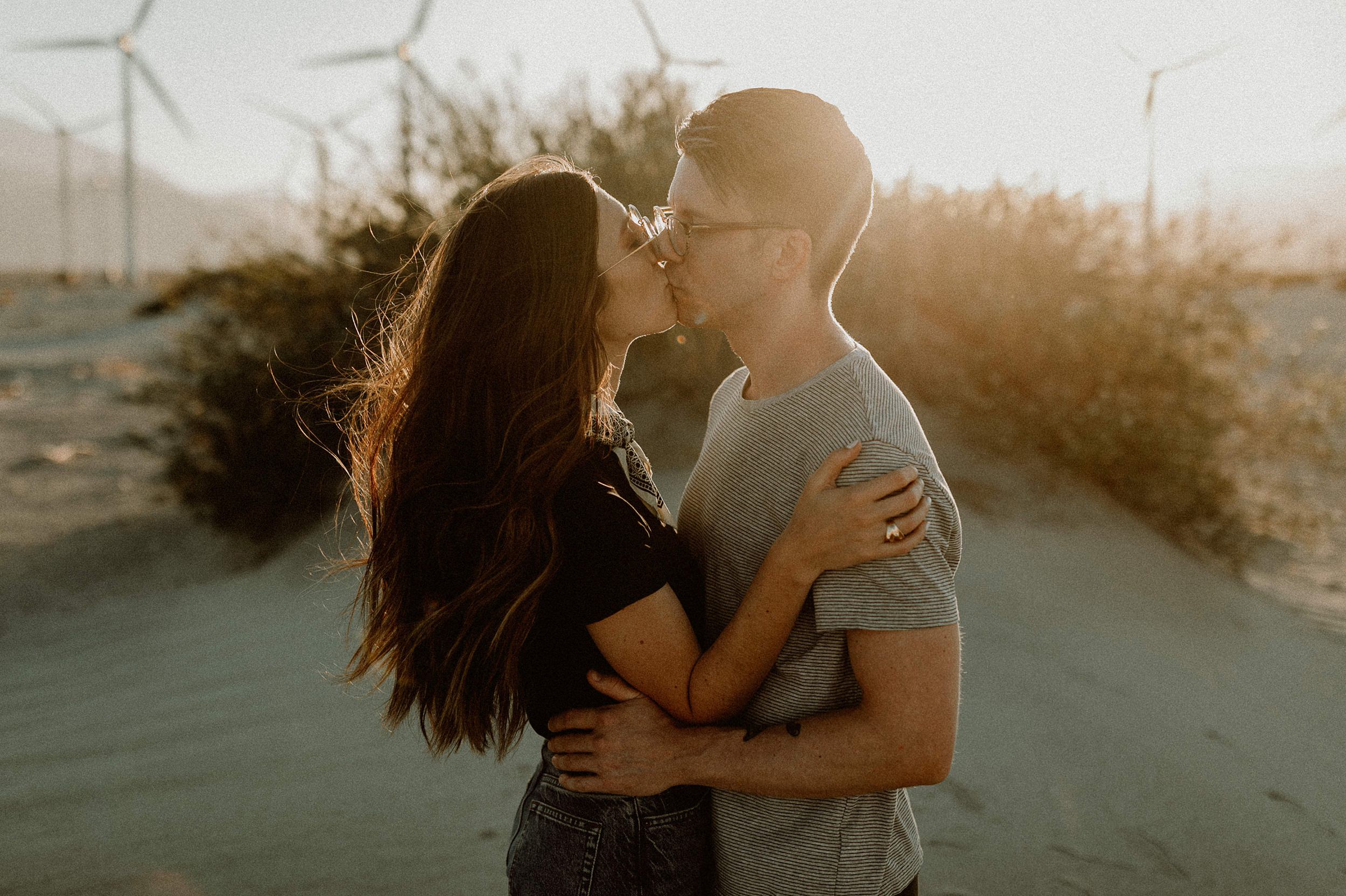 Palm Springs Desert Windmill Engagement Photos