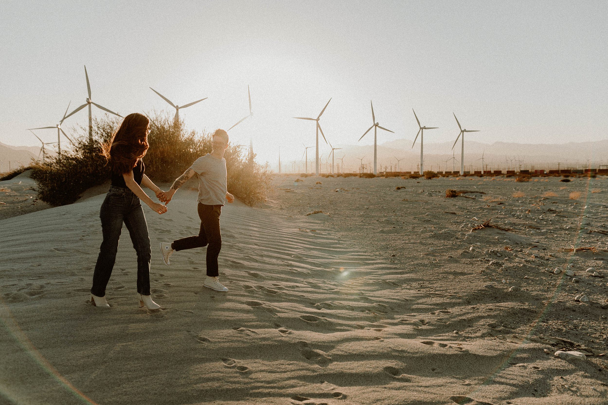 Palm Springs Desert Windmill Engagement Photos