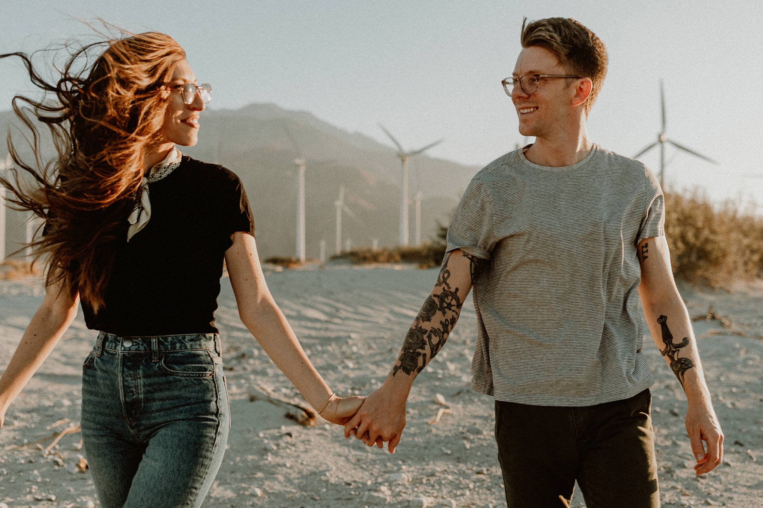 Desert Wind Farm Couples Photos