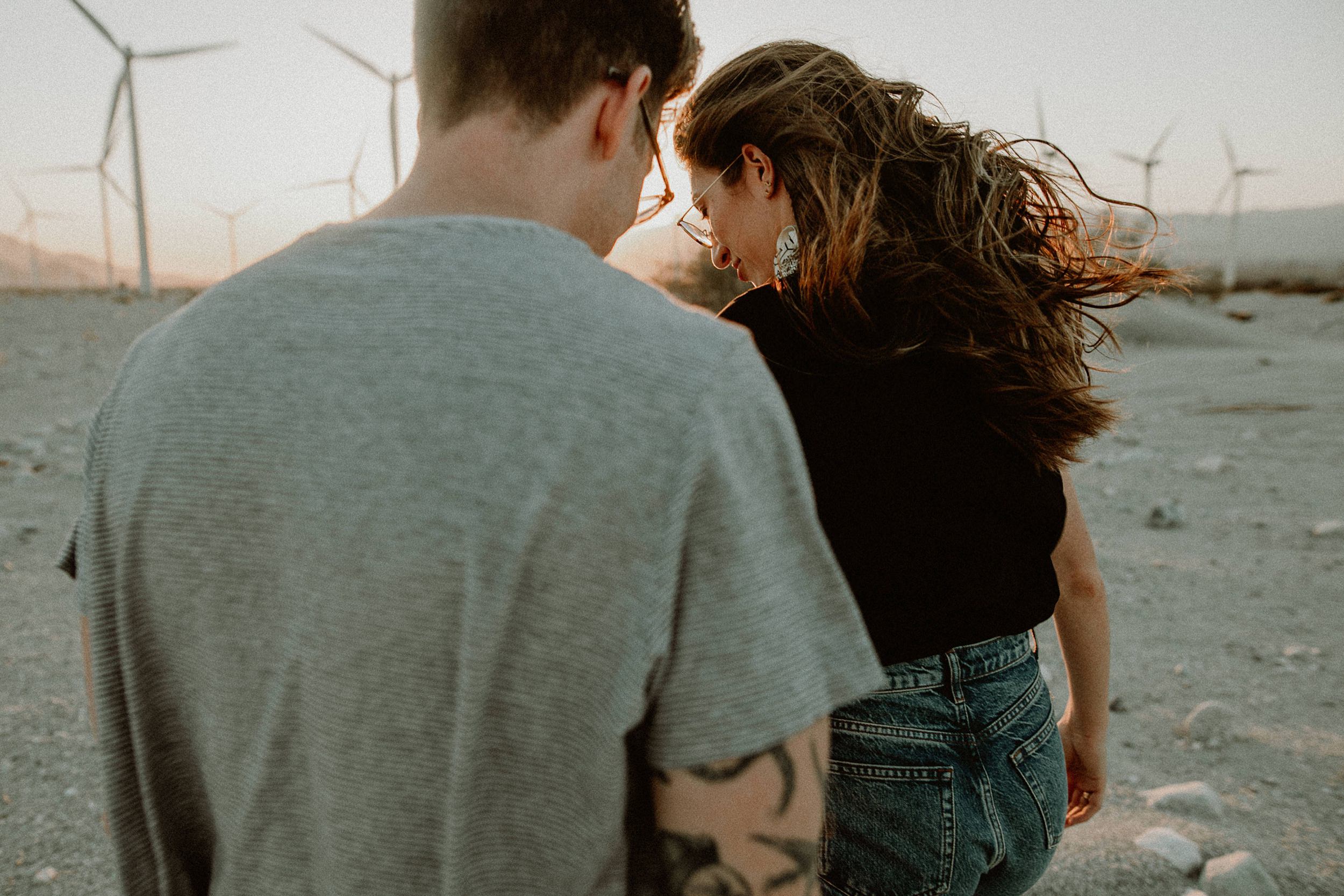 Palm Springs Desert Windmill Engagement Photos