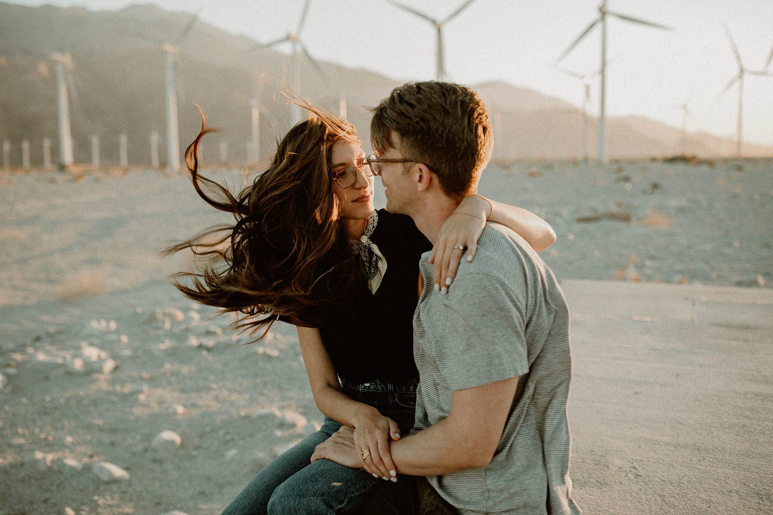 Desert Wind Farm Couples Photos