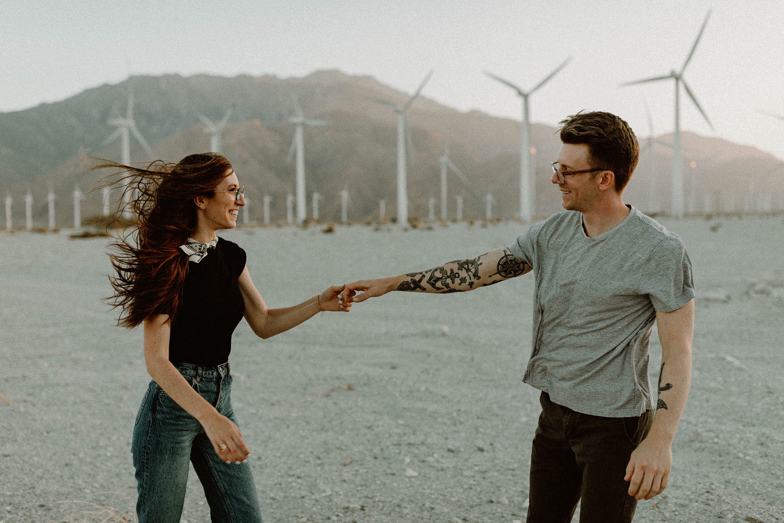 Desert Wind Farm Couples Photos