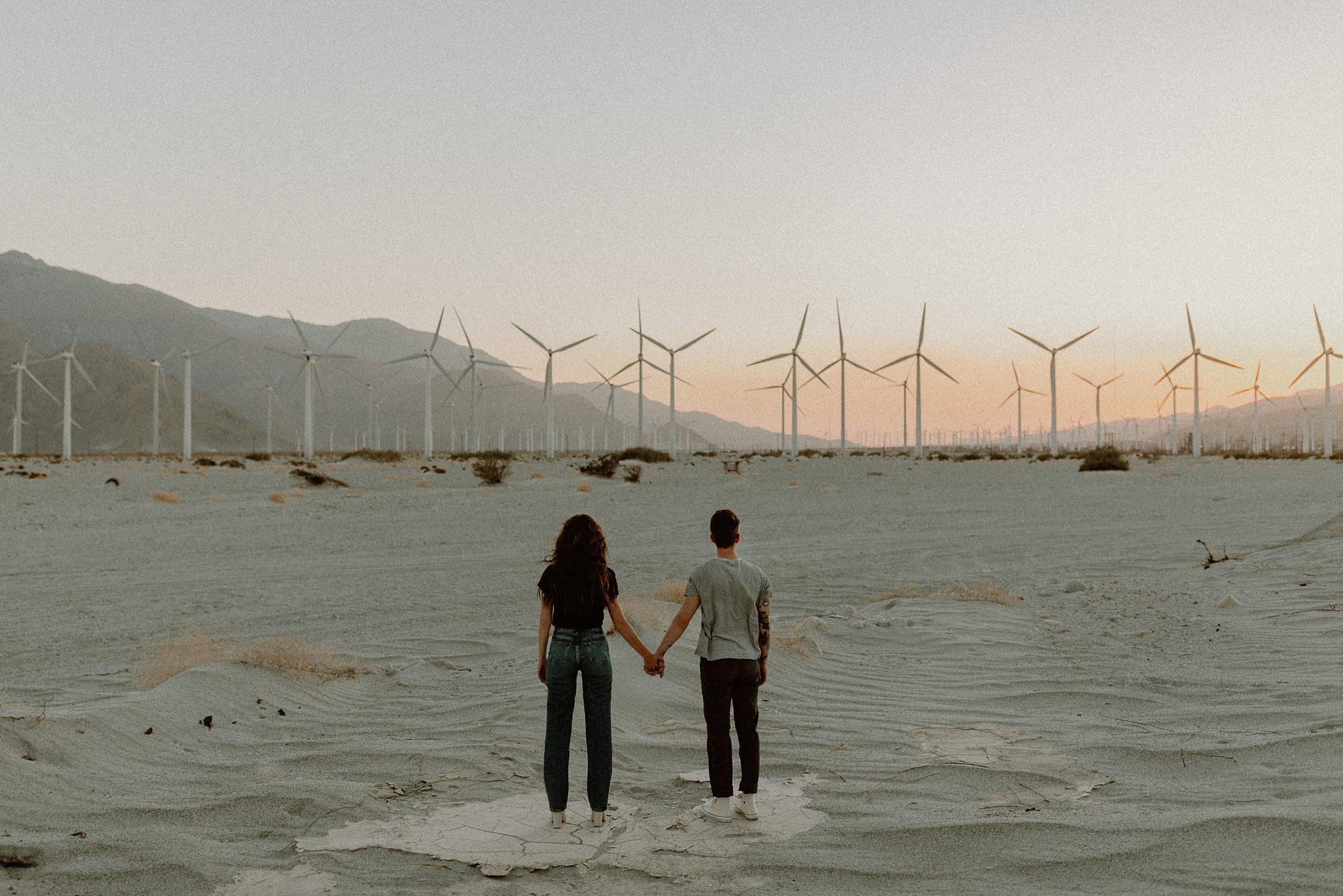 Palm Springs Desert Windmill Engagement Photos