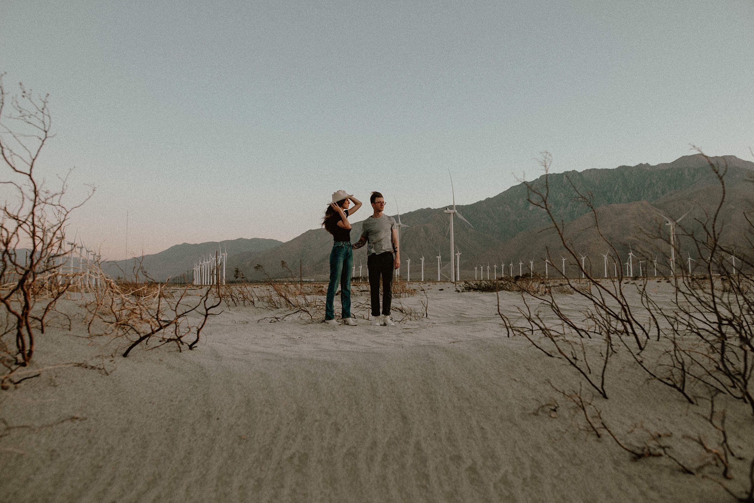Palm Springs Desert Windmill Engagement Photos