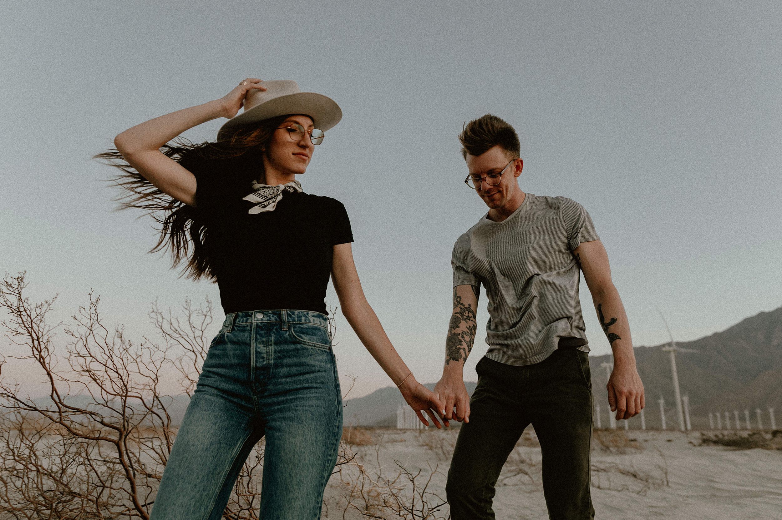 Palm Springs Desert Windmill Engagement Photos