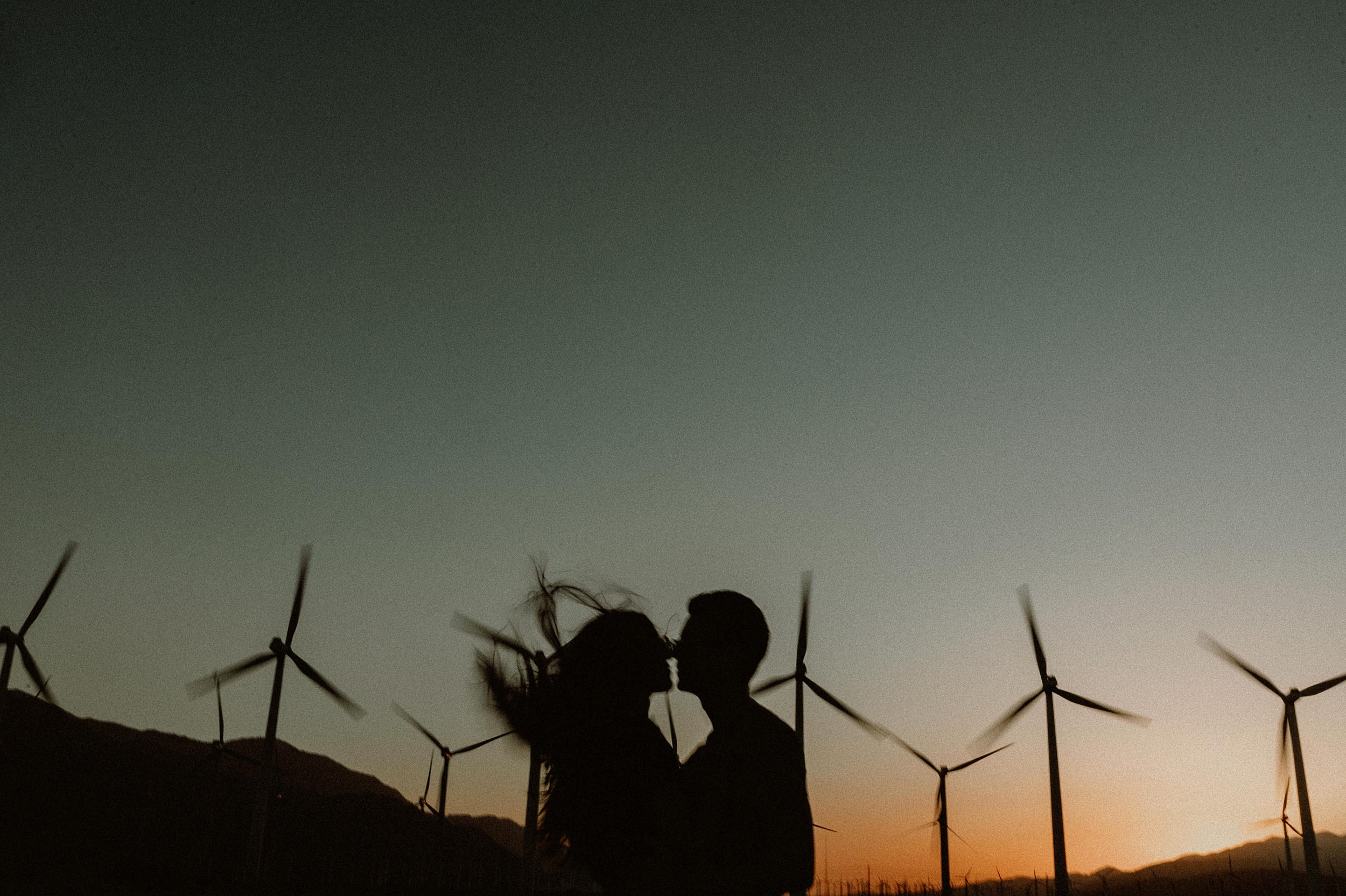 Palm Springs Desert Windmill Engagement Photos
