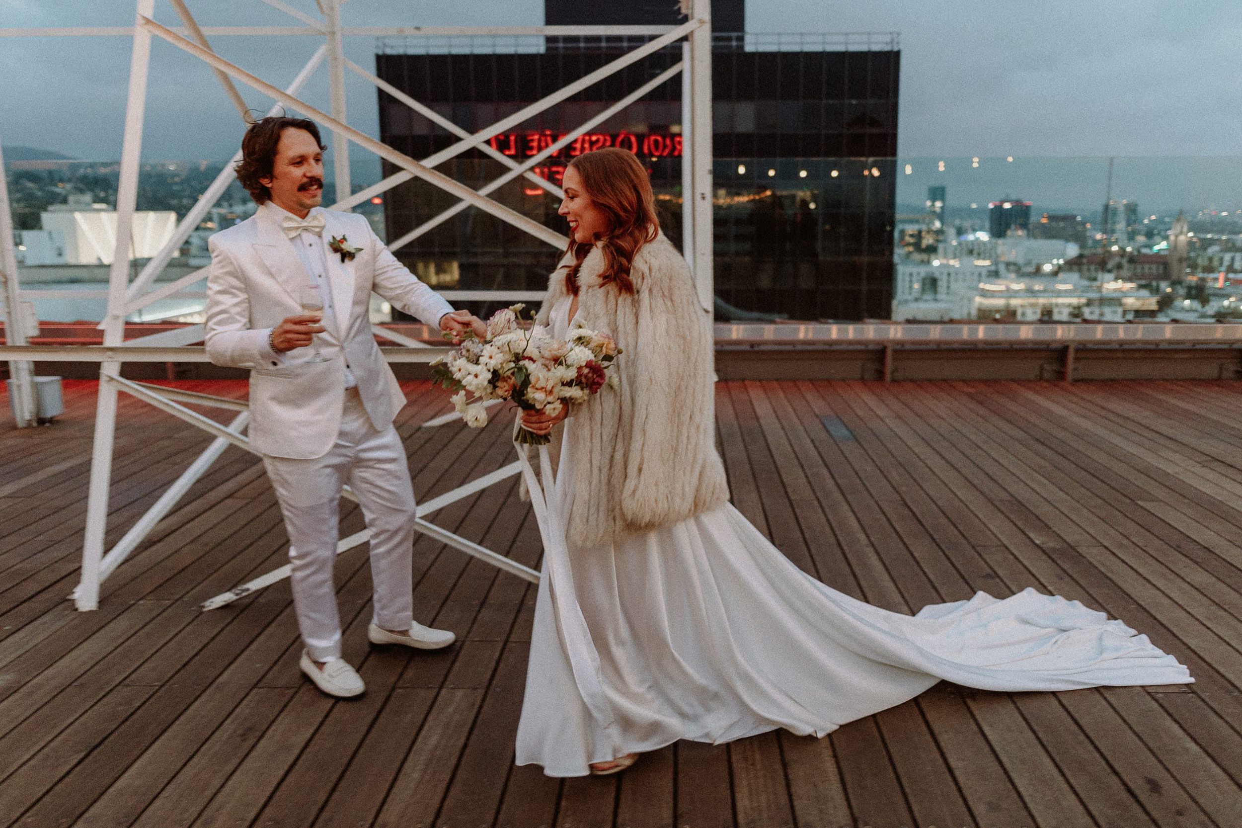 Moody Hollywood Wedding Photos at the Roosevelt Hotel