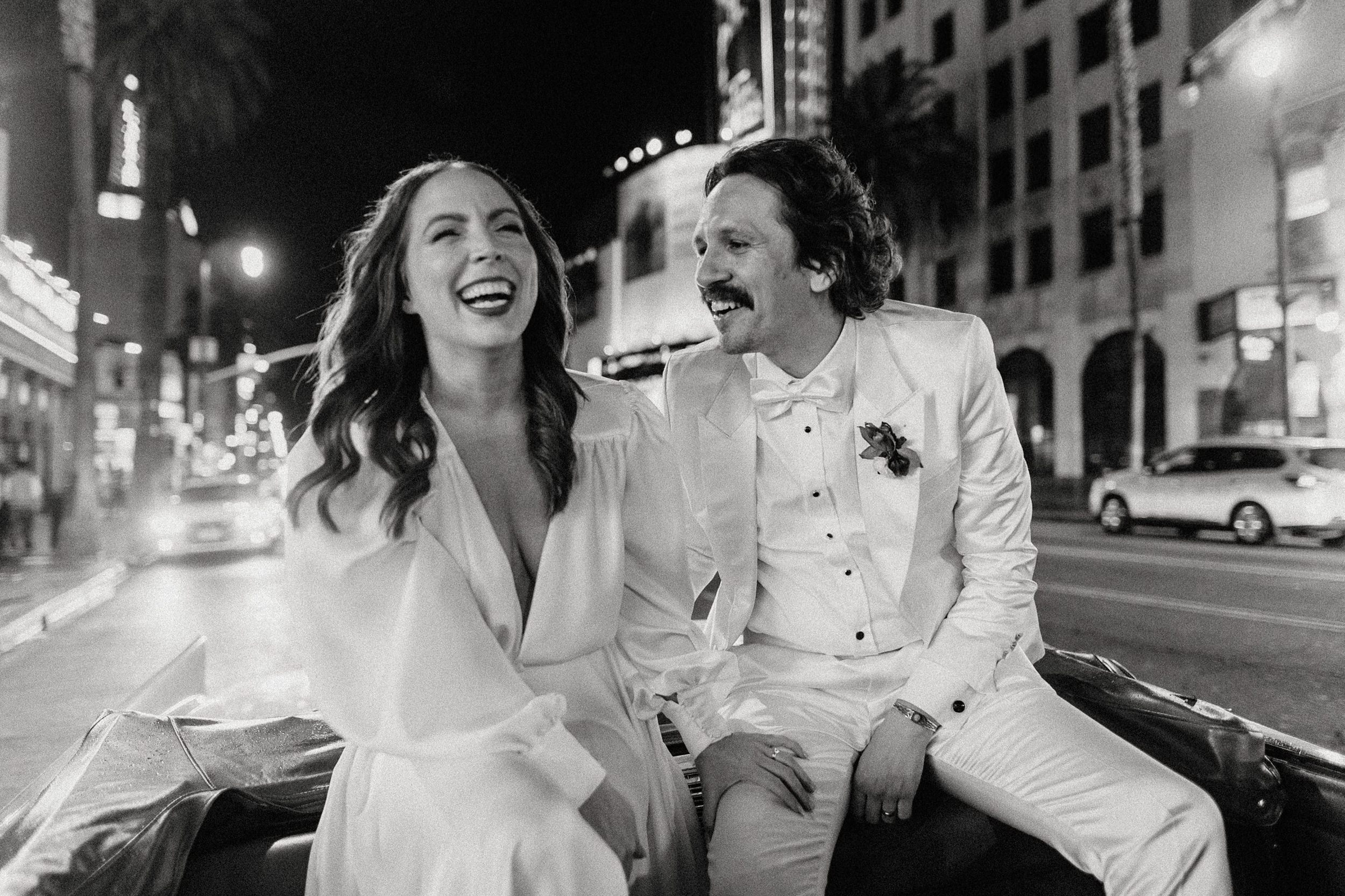 Hollywood Wedding Hot Rod with Bride & Groom 