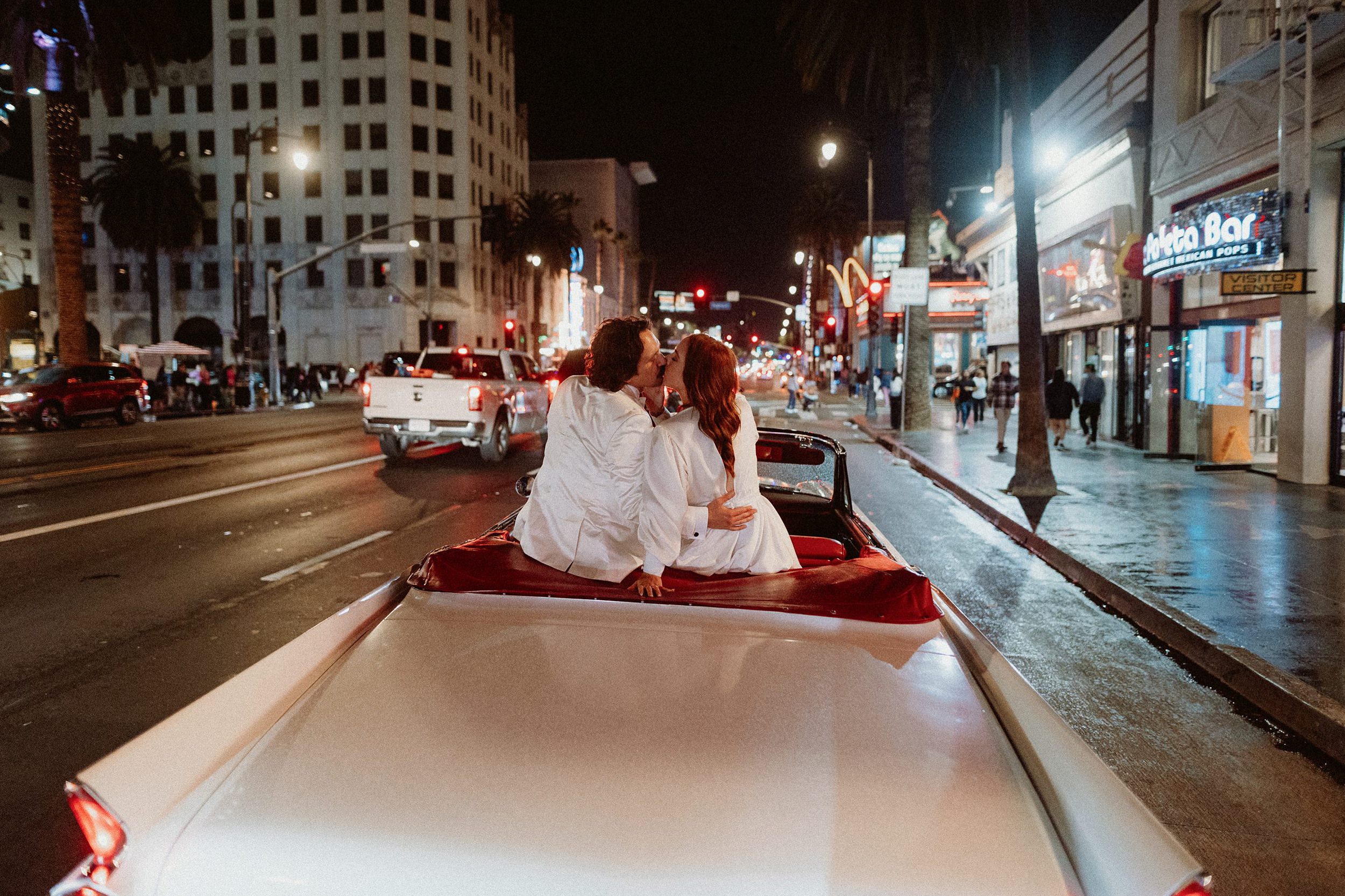 Hollywood Wedding Hot Rod with Bride & Groom 