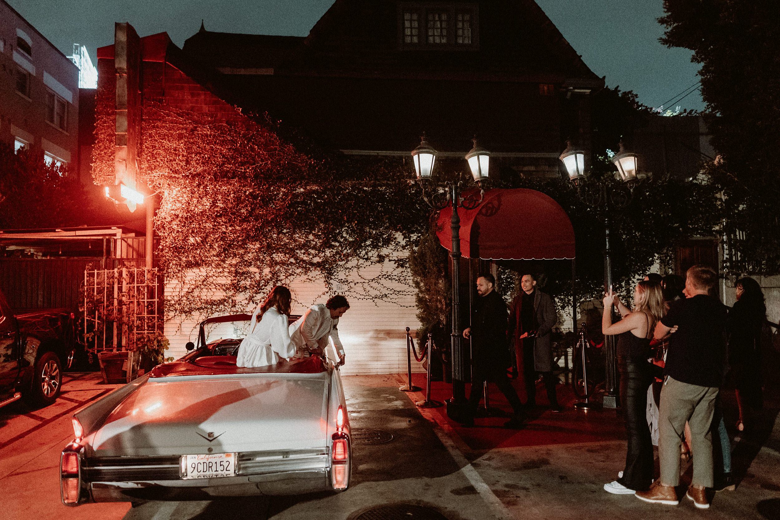 Hollywood Wedding Hot Rod with Bride & Groom 