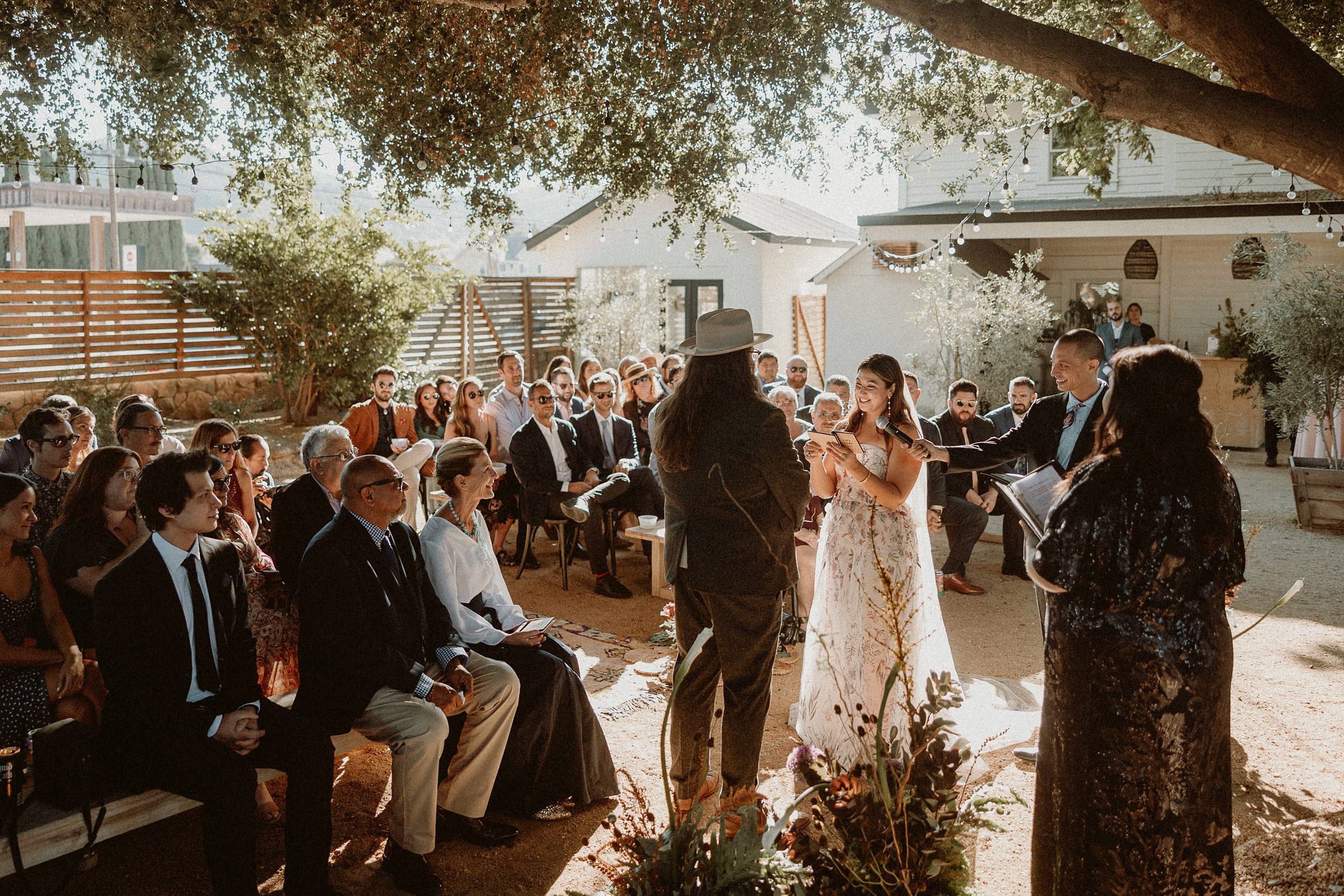Intimate wedding ceremony at Los Alamos wedding venue Bodega