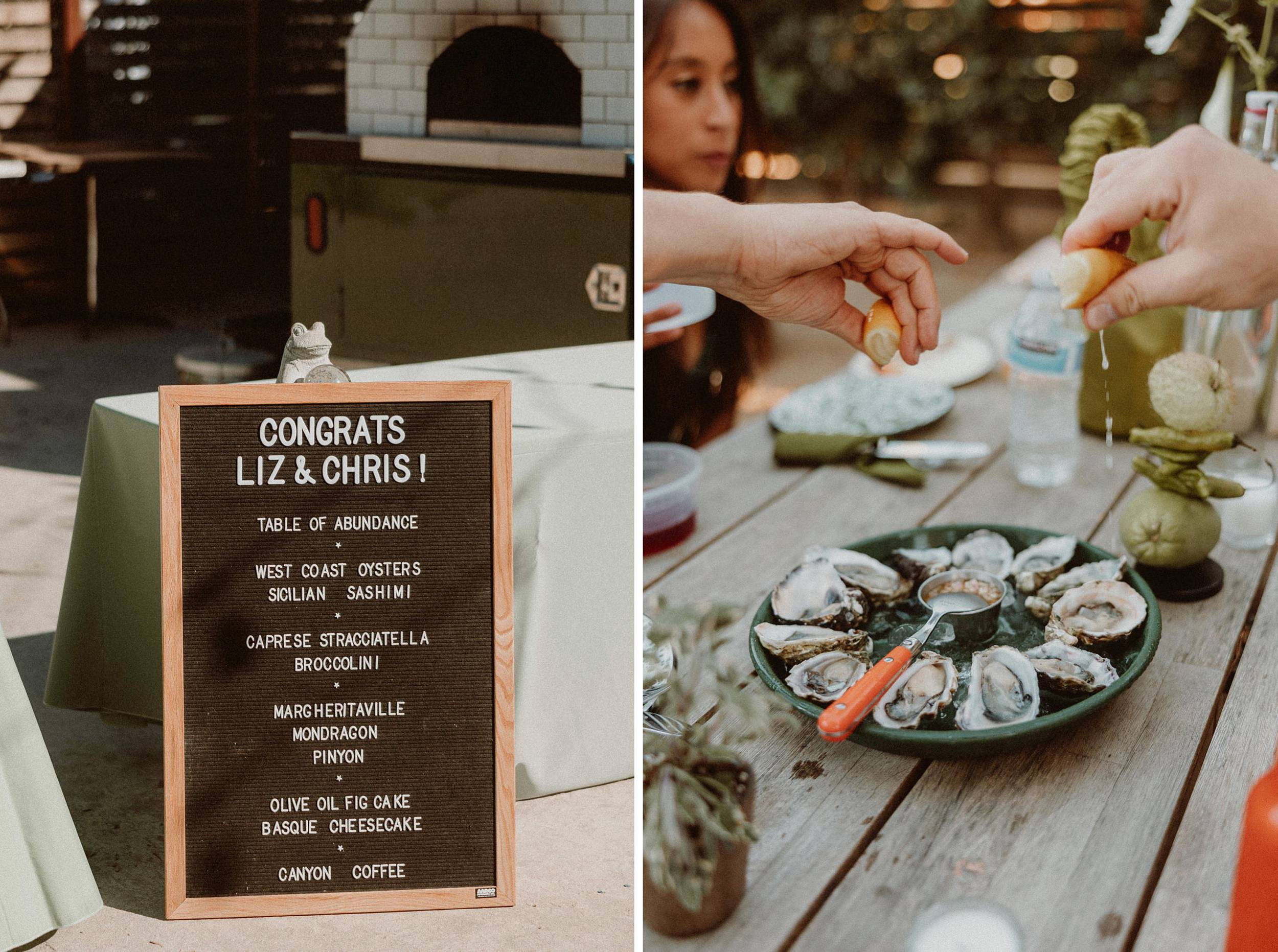 oysters at reception wedding